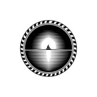 Nautical Emblem Serene Sailing Silhouette, Sailboat vector