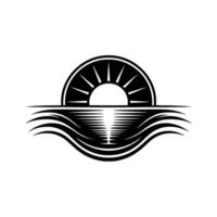 Serene Horizon Minimalist Sunrise Emblem vector