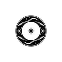 Celestial Compass Vintage Star Navigation Emblem vector
