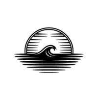 Oceanic Emblem Wave Sunrise Silhouette vector
