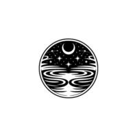 Celestial Wave A Minimalist Night Sky Emblem vector