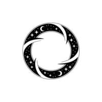 Celestial Circle Lunar Motif, Starry Night, Minimalist, Moon vector
