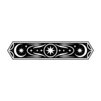 Celestial Border Stylized Starburst Ornament in Black and White vector