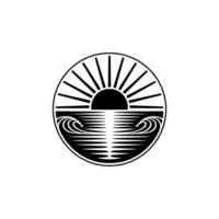 Circular Sunrise Emblem - Minimalist Ocean Symbol vector