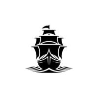 Nautical Emblem Classic Sailing Ship Silhouette vector