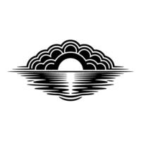Serene Horizon Minimalist Wave Sunset Emblem vector