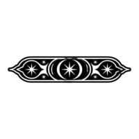 Celestial Scroll Stylized Crescent Moon Star Ornament vector