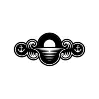 Nautical Emblem Steadfast Anchor Serene Horizon vector