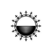 Nautical Circle Steadfast Anchor, Horizon Symbol vector