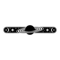 Celestial Alignment Retro Moon, Saturn, and Stars vector