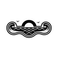Oceanic Wavecrest, Serene Horizon Silhouette vector