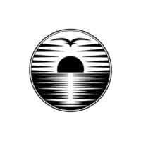 Oceanic Emblem Serene Horizon Silhouette vector
