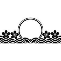 Japanese Wave Blossom Ornament, Minimalist vector