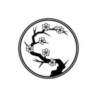 Elegant Sakura Branch Silhouette, Minimalist Japanese vector