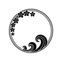 Elegant Sakura Circle Frame, Minimalist Japanese vector