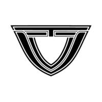 Geometric Shield Emblem, Retro Futuristic vector