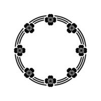 Japanese Blossom Circle, Minimalist Emblem, Symbolic Border vector