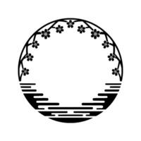 Japanese Sakura Circle, Minimalist , Tranquil Symbol vector