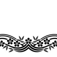 Elegant Japanese Wave Border, Floral Motif vector