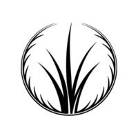 Stylized Grass Emblem, Minimalist Circle vector