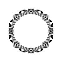 Stylized Floral Circle Frame, Vintage vector