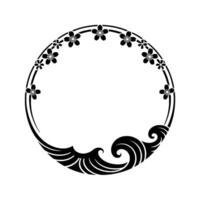 Elegant Japanese Blossom Frame Circular , Subtle Texture vector