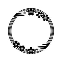 Japanese Sakura Circle Frame, Minimalist, Cherryblossom vector