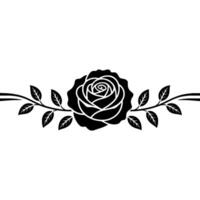 Elegant Black Rose Silhouette Border, Minimalist vector