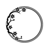 Elegant Sakura Circle Minimalist Floral Frame vector