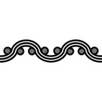 Stylized Wave Border with Floral Accents Vintage Element vector