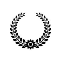 Elegant Black Laurel Wreath with Floral Center, Minimalist vector