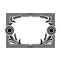 Art Deco Sunflower Frame Elegant Botanical Border vector