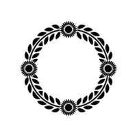 Stylized Sunflower Wreath, Minimalist, Botanical vector