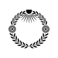 Stylized Sun Laurel Wreath, Minimalist vector