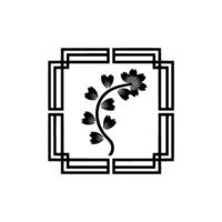 Elegant Blossom Silhouette, Geometric Frame vector
