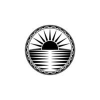 Tribal Sunrise Emblem, Oceanic Symbolism, Circular vector