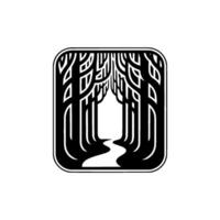 Stylized Forest Path, Minimalist Emblem, Tranquil Journey vector