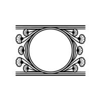 Art Nouveau Floral Frame, Elegant Border, Line vector