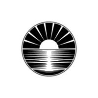Circular Sunrise Emblem, Minimalist Horizon vector