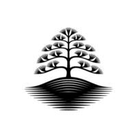 Serene Silhouette Tree of Resilience on Water vector