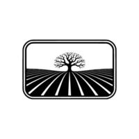 Stark Silhouette Tree on Horizon, Minimalist Landscape vector