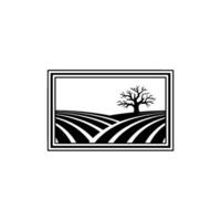 Minimalist Landscape Silhouette Tree Fields vector