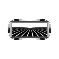 Vintage Agricultural Emblem, Wheat Field Silhouette vector