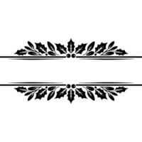 Elegant Holly Border, Vintage Element, Lineart vector