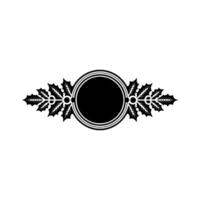 Elegant Ornament, Circular Frame, Holly Motif, Vintage vector