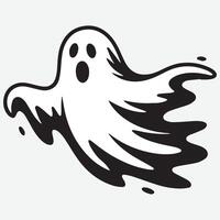 a ghost icon with a black and white outline vector