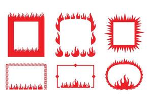 Collection of six red flame and decorative graphic design borders vector