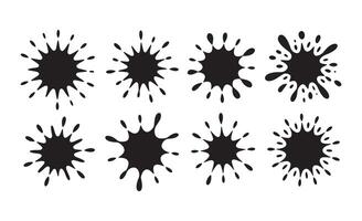 Collection of black ink splatter and splash shapes on white background vector
