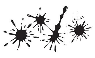 Collection of black ink splatters and drops on a white background vector
