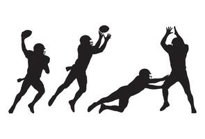 Silhouettes of american football players in action during a game vector